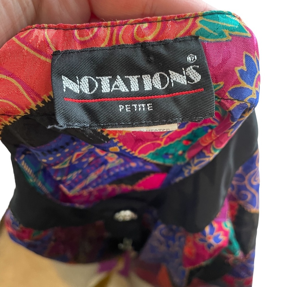 Vintage Notations Patchwork Print Pullover Button… - image 6